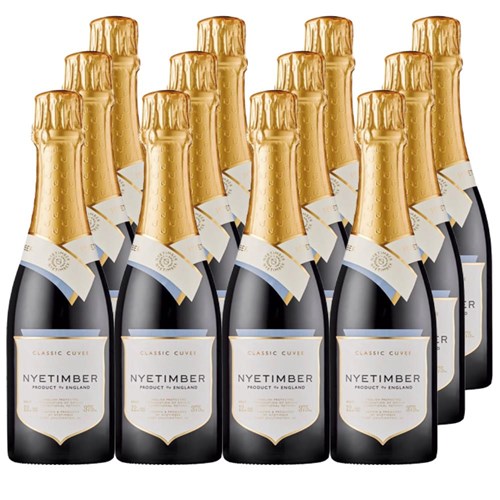 Case of 12 Bottles of Nyetimber Classic Cuvee English Sparkling 37.5cl – Ideal for Parties or Giveaways